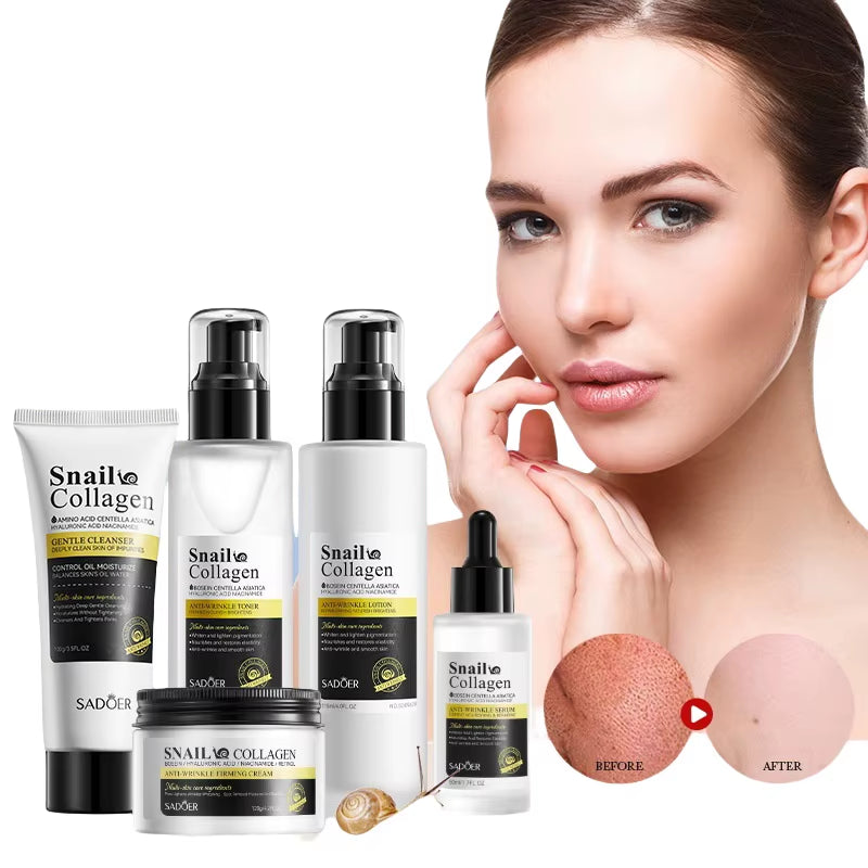 Snail Collagen Five-Piece Set Moisturizing Skin Care Set Cross-Border Foreign Trade Wholesale