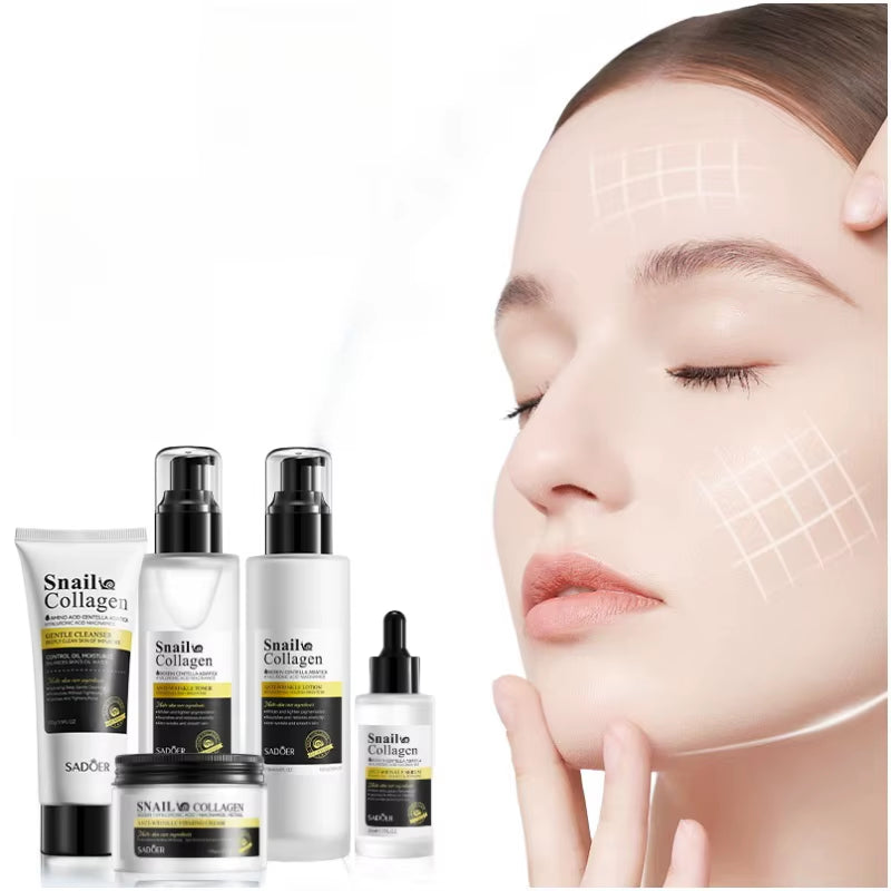 Snail Collagen Five-Piece Set Moisturizing Skin Care Set Cross-Border Foreign Trade Wholesale