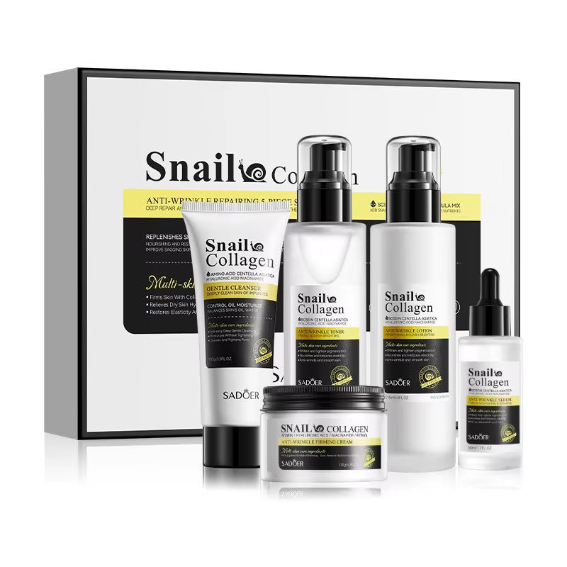Snail Collagen Five-Piece Set Moisturizing Skin Care Set Cross-Border Foreign Trade Wholesale