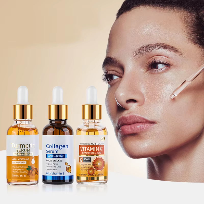 Hot Selling 30Ml Organic Facial Skin Care Turmeric Vitamin C Collagen Kojic Acid Snail Face Serum